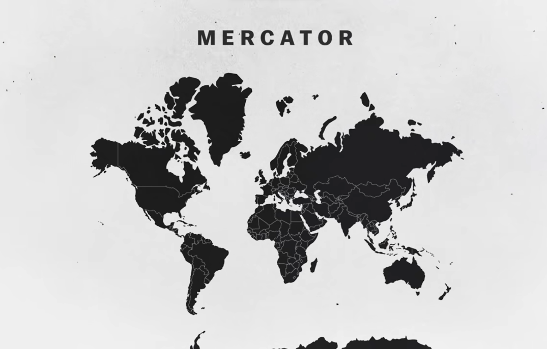 world map  of all continents  - mercator word above it