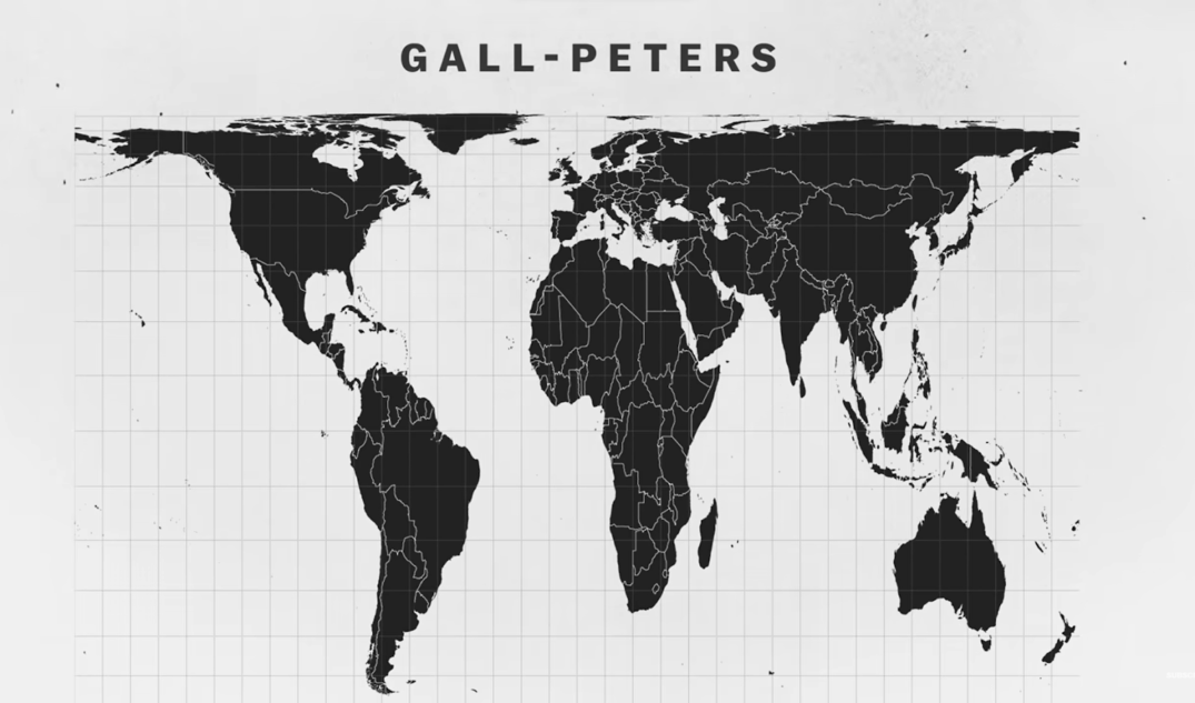 world map projection - gall-peters word above