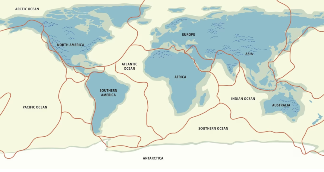 map of the continents and oceans