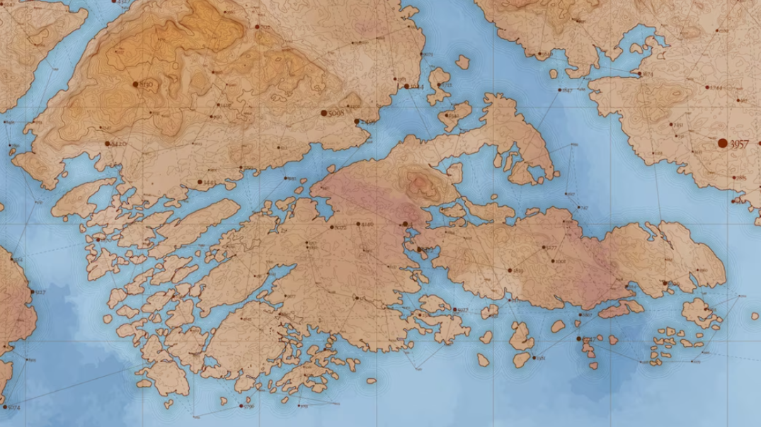 map of the world with brown color continents and blue ocean
