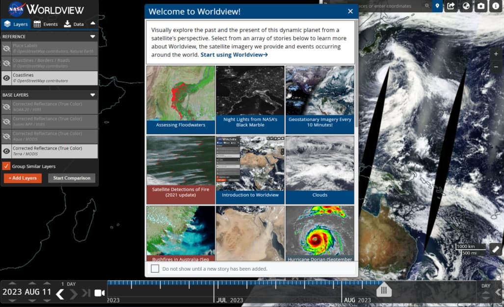 Service for free satellite images
